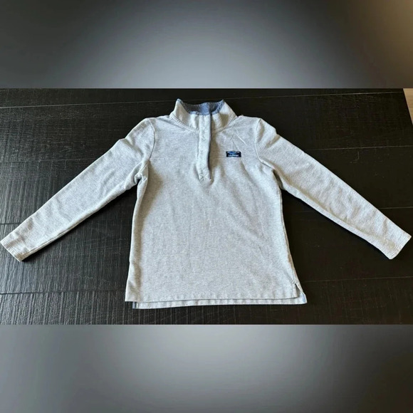 LL Bean Top Womens Large Gray Ribbed Soft Cotton Rugby Shirt Casual Preppy S - Picture 1 of 6
